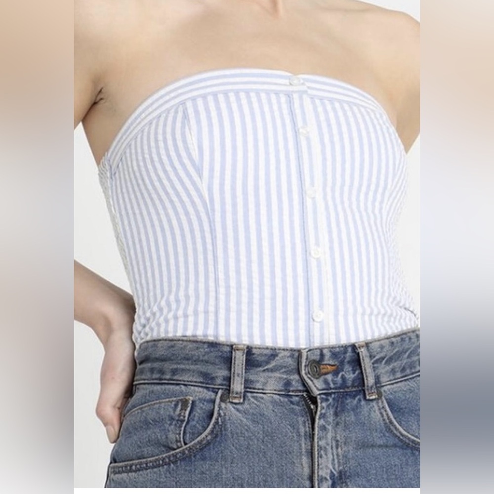 Hollister Stripe Button Tube Top